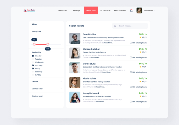 Your-Tutor Dashboard Design
